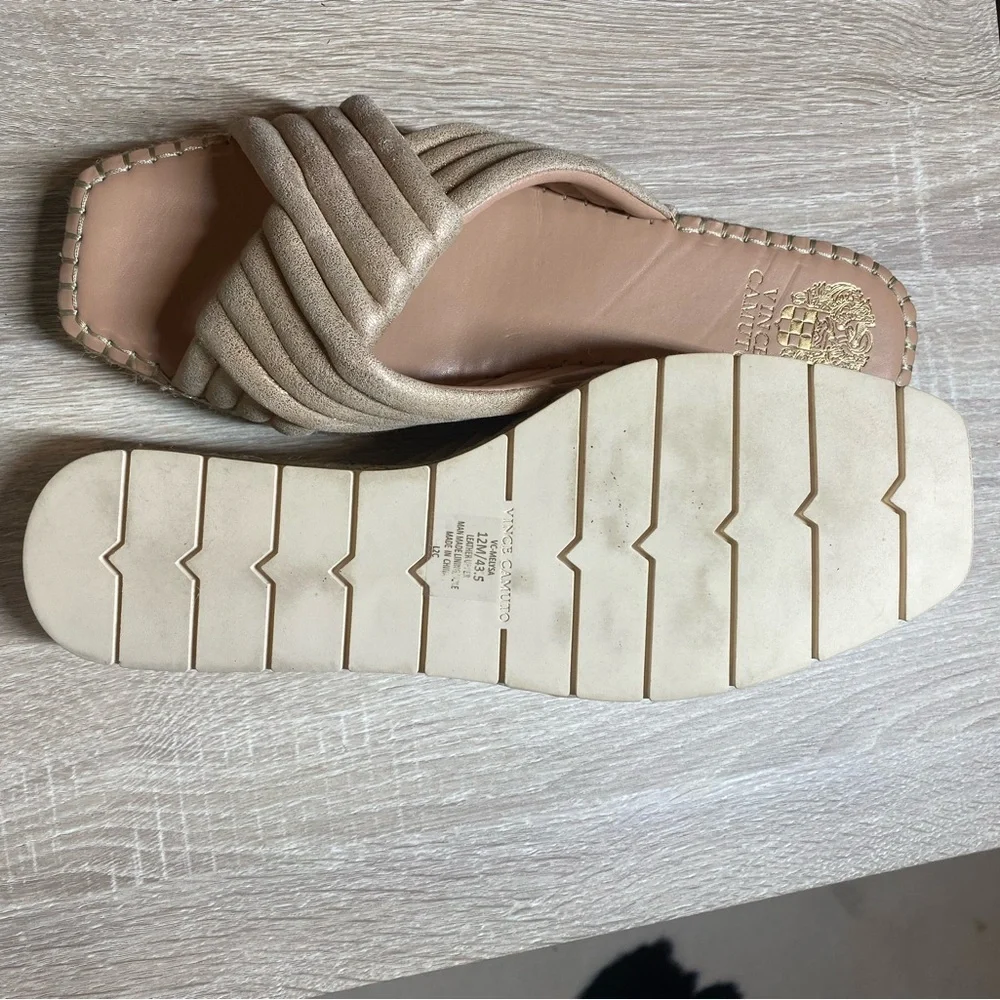 Vince Camuto Melysa Crossband Slide Sandals in Egyptian Gold - Picture 9 of 10